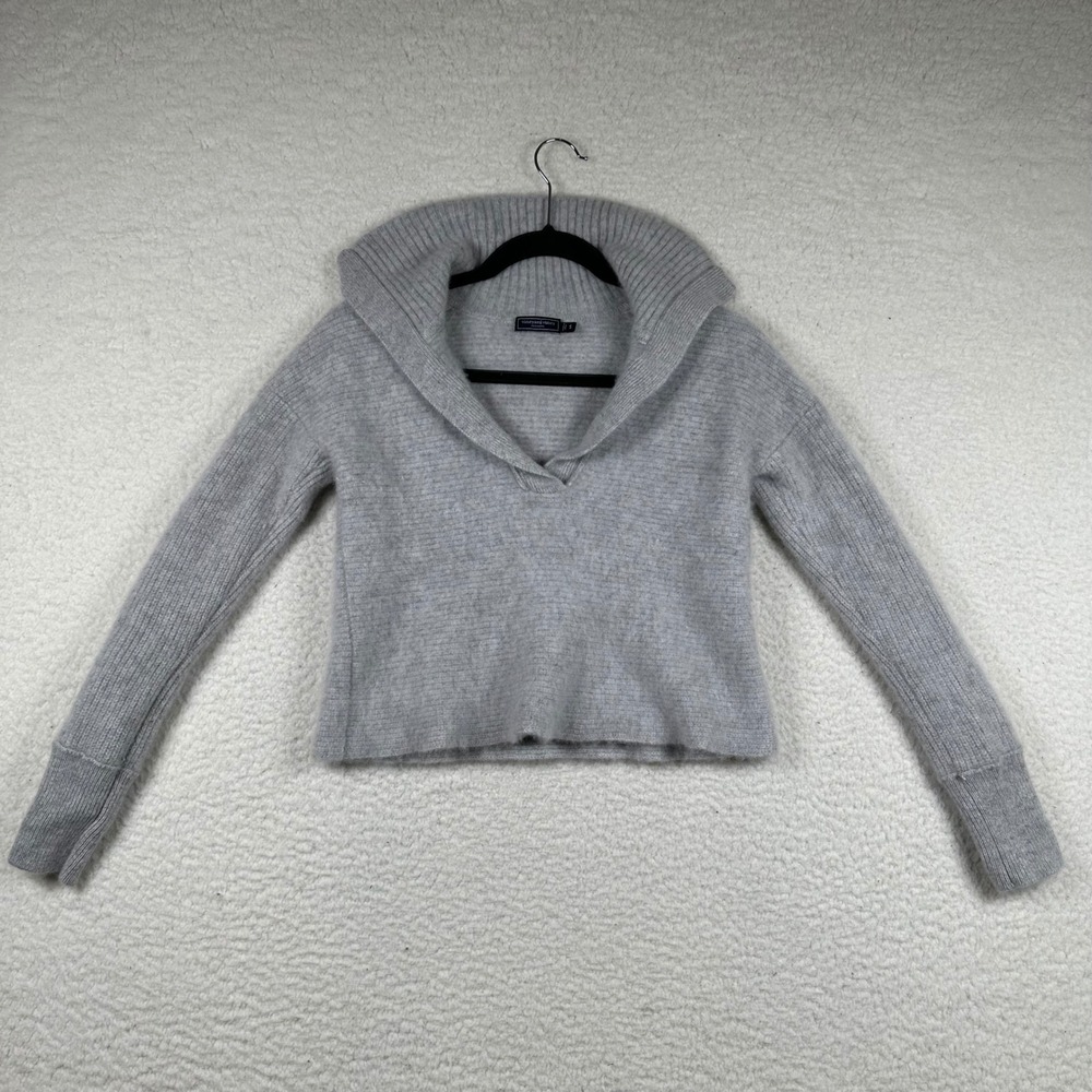 Vineyard Vines Cashmere Women Sweater Cropped Ribbed Shawl Collar S Quiet Luxury